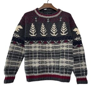 CLUB ROOM Vintage 100% Wool Handmade Sweater Fair Isle Nordic Ski Holiday Medium